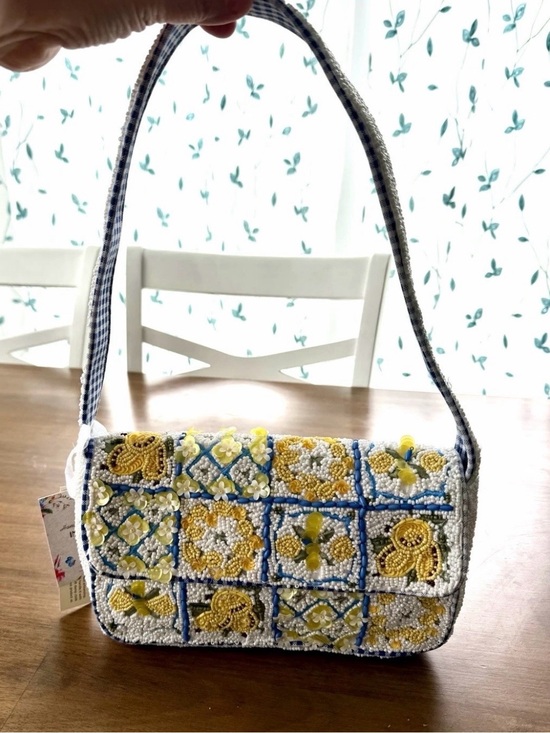 T.J.Maxx Handbags - 🔥 Handcrafted in India Tik Tok Viral Lemon Tile & Floral Beaded Bag NWT rare 🍋